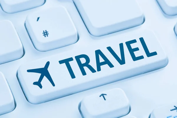 Reserva voo férias férias viagens on-line loja online internet blu — Fotografia de Stock