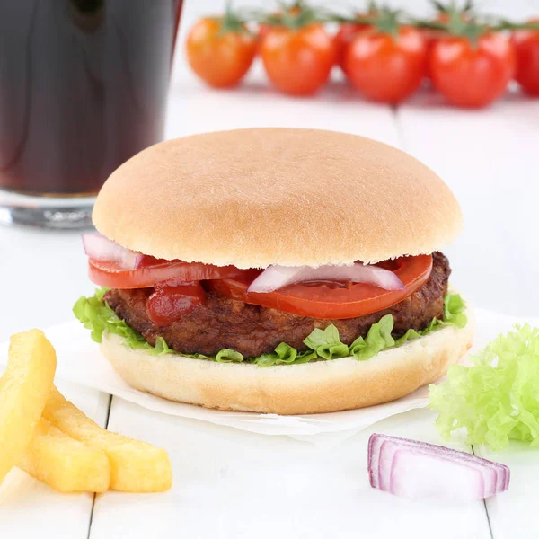 Гамбургер гамбургер меню еды кола-напиток — стоковое фото