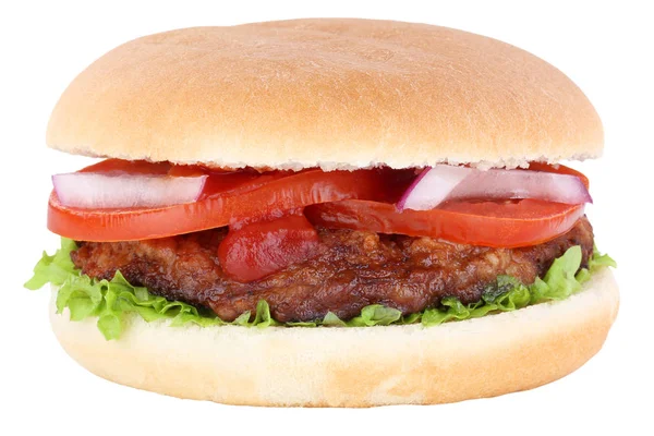 Hamburguesa hamburguesa tomates lechuga aislado — Foto de Stock