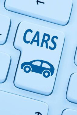 Satın alma araba otomobiller online düğmesi mavi bilgisayar web satış