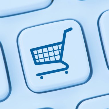 Alışveriş online e-ticaret e-ticaret internet salonu kavramı mavi 