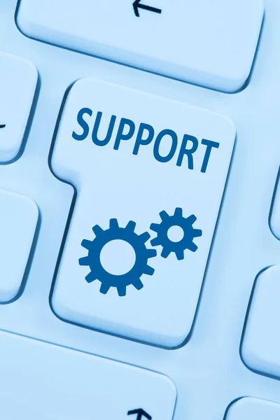Підтримка служби підтримки клієнтів допомога в Інтернеті синій комп'ютер веб — стокове фото