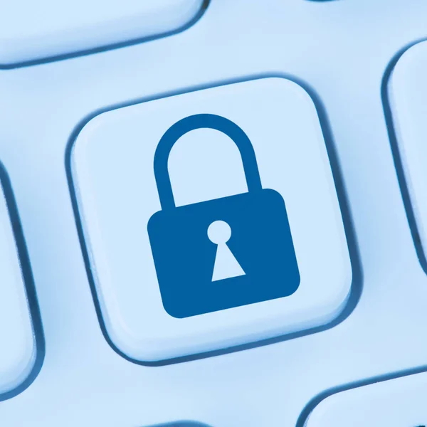 Computador de segurança ícone de bloqueio de internet on-line proteção de dados azul — Fotografia de Stock