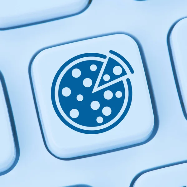 Bestellung von Pizza online Essensbestellung Lieferung internet blue computer — Stockfoto