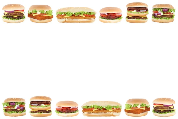 Hamburger cheeseburger burger lato kopia miejsce granicy pomidor — Zdjęcie stockowe