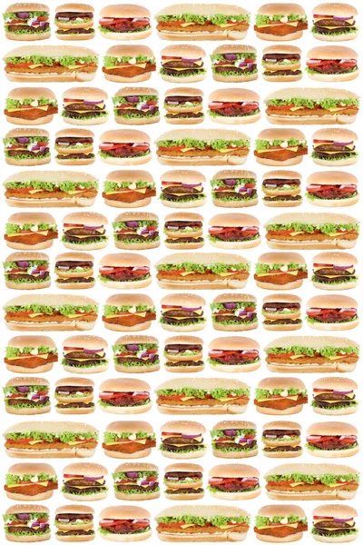 快餐食品背景汉堡包吉士汉堡汉堡快餐分离和提纯 — 图库照片