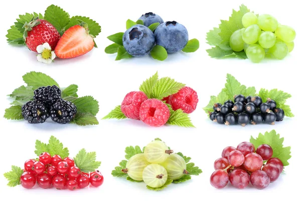 Collection de baies fruits raisins fraises groseille rouge ber — Photo