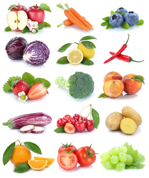 과일 및 야채 컬렉션 애플 오렌지 포도 채널 절연 — 스톡 사진