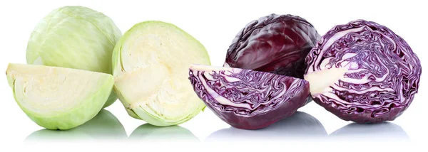 分離されたスライス野菜をスライスした白と赤のキャベツ — ストック写真