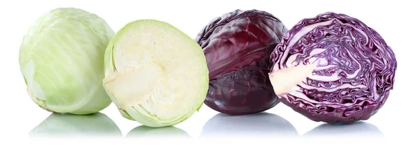 Zelí červené bílé plátky zeleniny, samostatný — Stock fotografie