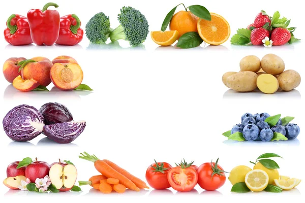 Fruits and vegetables copyspace frame border copy space apple or — Stock Photo, Image