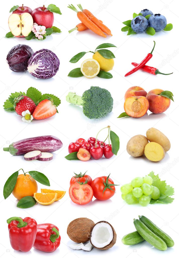 Imágenes: frutas con c | Colección de frutas y verduras aislados