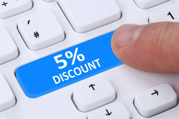 5% 5% zniżki przycisk kupon kupon sprzedaż online shopp — Zdjęcie stockowe