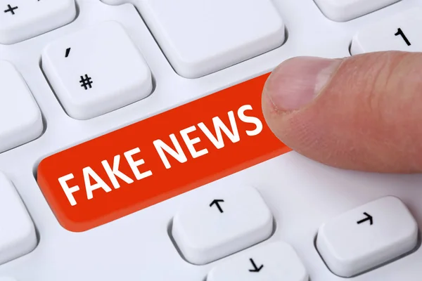 Fake News Wahrheit Lüge Medien Internet-Taste Online Finger Computer — Stockfoto