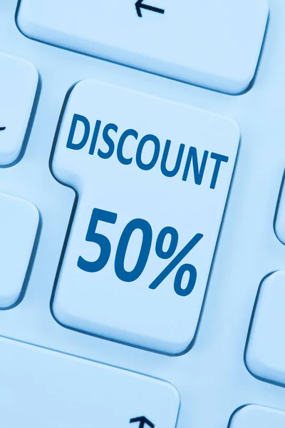 50% zniżki pięćdziesiąt procent przycisk kupon sprzedaż zakupy online w — Zdjęcie stockowe