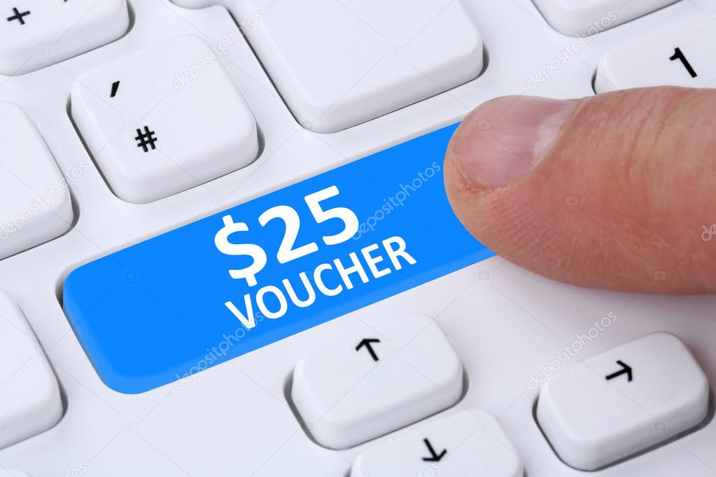 25 Dollar voucher gift discount sale online shopping e-commerce 