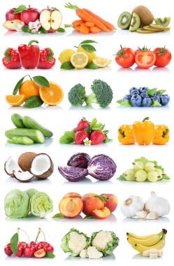 Meyve ve sebze toplama portakal elma marul b izole