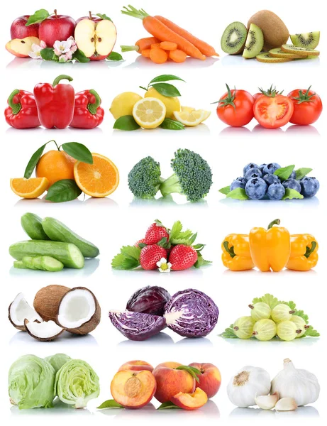Obst und Gemüse Sammlung isoliert Orangenapfelsalat t — Stockfoto