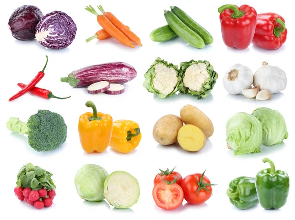 Gemüse Karotten frische Salattomaten Sammlung isoliert — Stockfoto