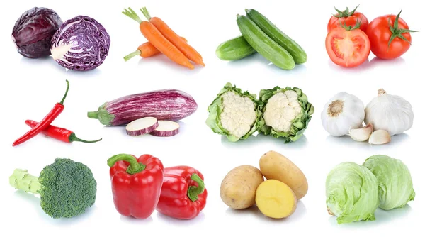 Vegetables carrots fresh potatoes lettuce tomatoes collection is — Stock Photo, Image