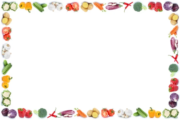 Legumes copyspace cópia espaço quadro fronteira cenouras tomates fr — Fotografia de Stock