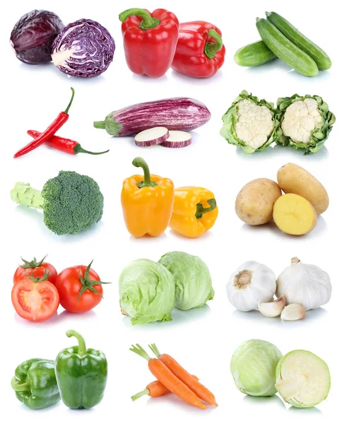 Zelenina Mrkev čerstvá paprika salát rajčata kolekce — Stock fotografie