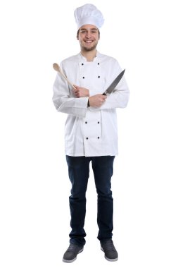 Çırak yemek tam ayakta bıçakla pişirme stajyer vücut jo