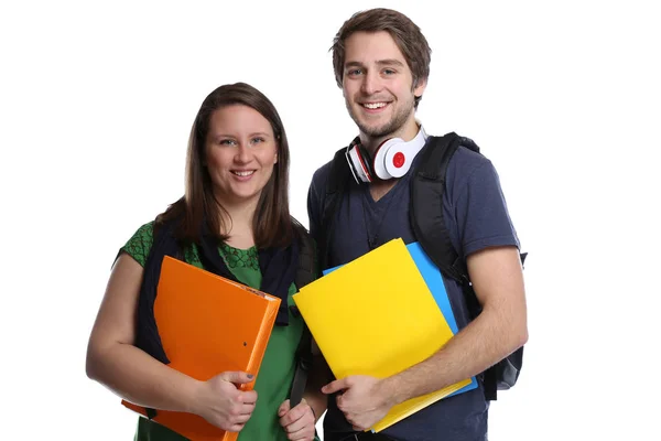 Estudantes estudando retrato sorrindo pessoas isoladas — Fotografia de Stock