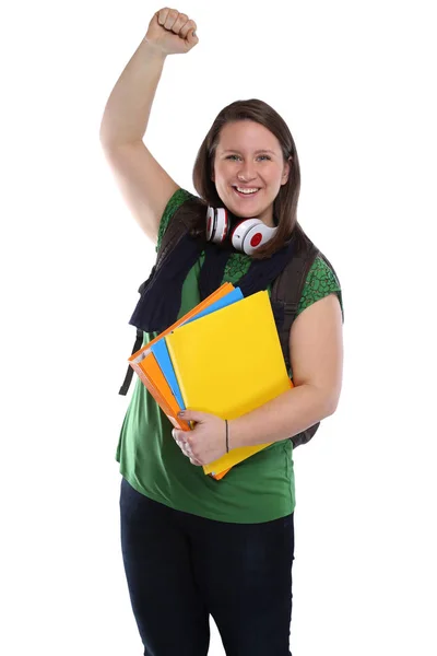 Estudante sucesso feliz felicidade feliz jovem mulher retrato — Fotografia de Stock