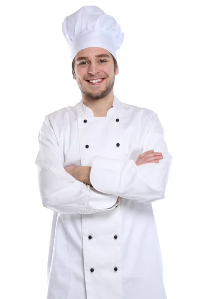 Cook lärling trainee matlagning jobb ung man isolerade — Stockfoto