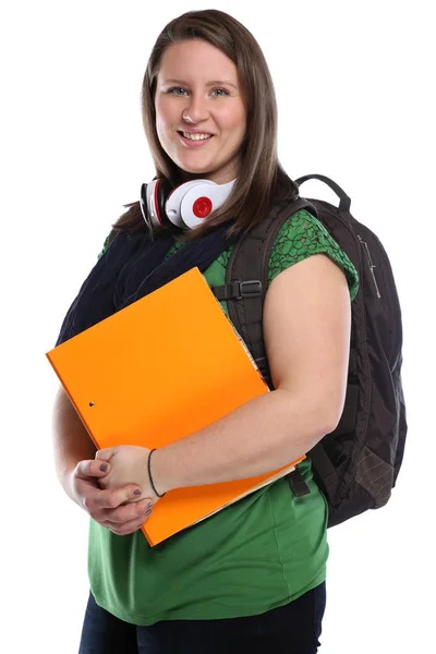 Estudante retrato feminino sorrindo pessoas isoladas — Fotografia de Stock