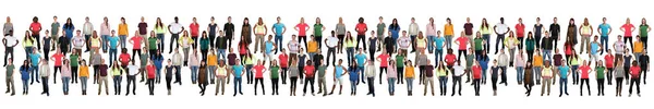 Group of young people background crowd in a row colorful multicu — Stock Photo, Image