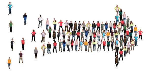 Group of people direction arrow success marketing team teamwork 