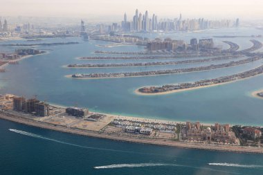 Dubai Palm Jumeirah Adası Yat Limanı havadan görünümü fotoğraf