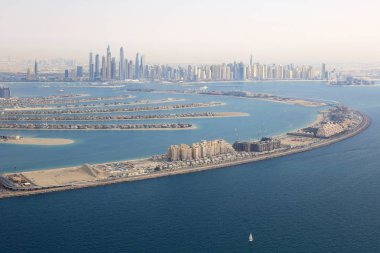 Dubai Palm Jumeirah Adası Yat Limanı havadan görünümü fotoğraf