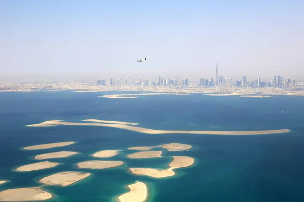 Dubai The World Islands Island Burj Khalifa aerial view photogra — Stock Photo, Image