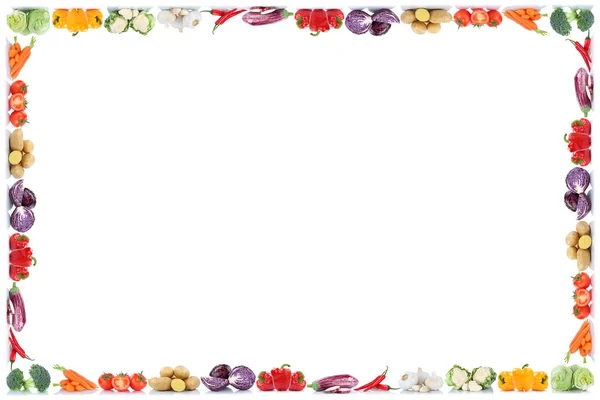 Vegetables copyspace copy space frame border carrots tomatoes le — Stock Photo, Image