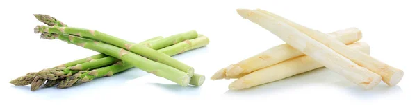 Verse groene en witte asperges, geïsoleerd — Stockfoto