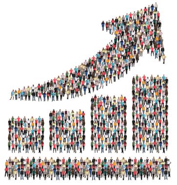 Çubuk grafik ok satış grup insanlar başarı iş kar gr