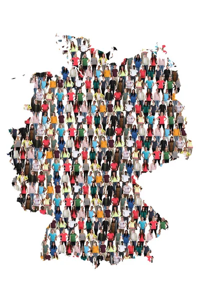 Německo mapa multikulturní skupiny lidí integrace immigratio — Stock fotografie