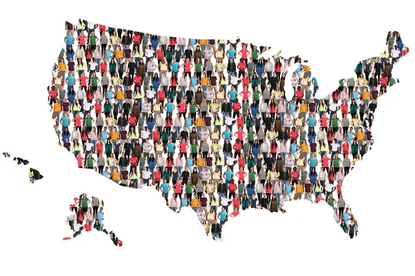 USA United States map multicultural group of people integration — Stock Photo, Image