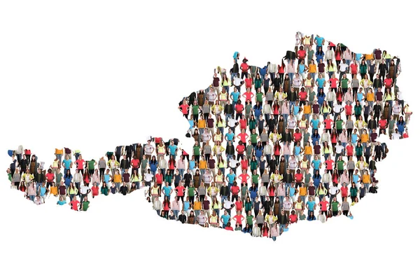 Österrike karta mångkulturell grupp människor integration immigratio — Stockfoto