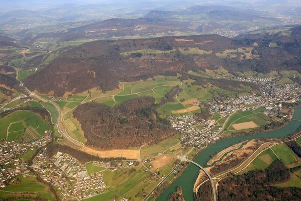 Kuettigen und Biberstein Canton Aargau Switzerland aerial view p — Stock Photo, Image