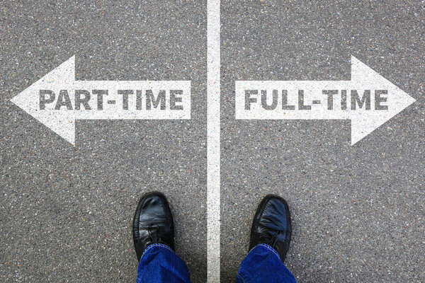 Part-time and full-time job working businessman business concept