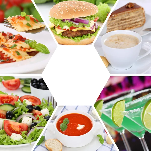 Food and drink collection collage eating drinks meal meals resta — Stock Photo, Image