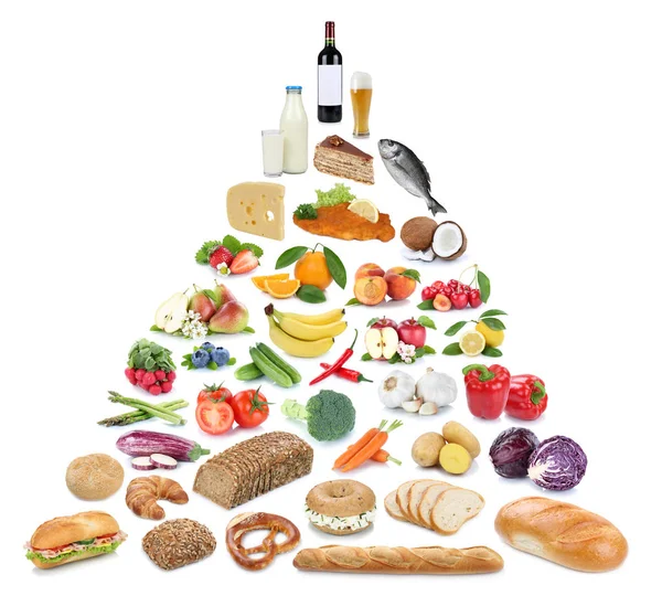 Pirámide alimenticia alimentación saludable frutas y verduras fruta collecti — Foto de Stock
