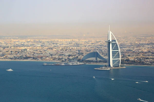 Burj Al Arab Hotel Dubai beach sea aerial view — Stock Photo, Image
