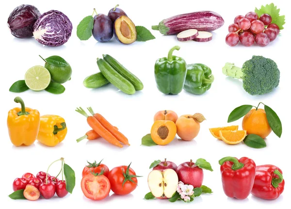 Obst und Gemüse Sammlung isoliert Apfel orange Farben zu — Stockfoto
