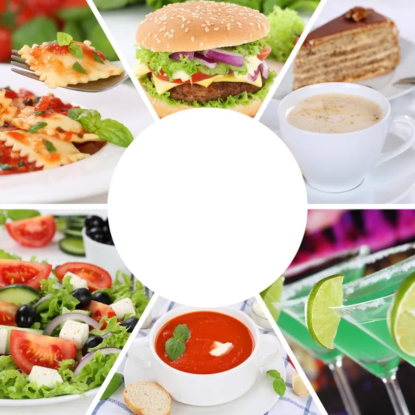 Food and drink menu collection collage eat eating drinks meal me — Stock Photo, Image