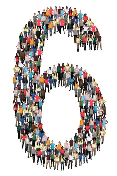 Number six 6 group of people — Stock Photo, Image